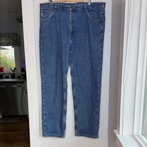 Carhartt Fleece Lined Relaxed Fit Jeans 40x32 Blue Denim Utility Winter Workwear